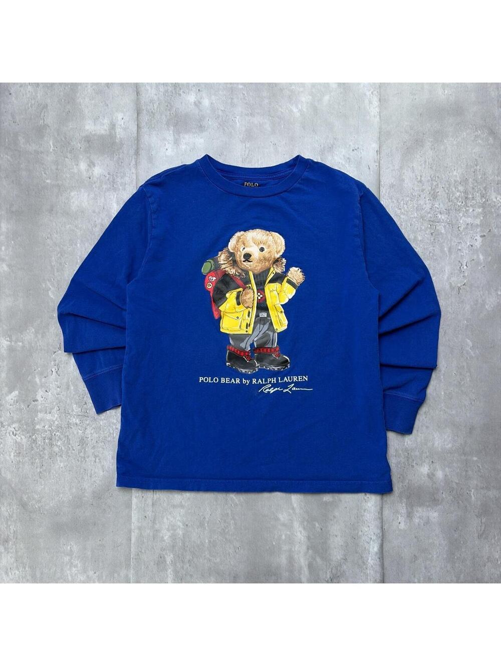 Y2K Navy Polo Ralph Lauren Snow Polo Bear Long Sleeve Shirt